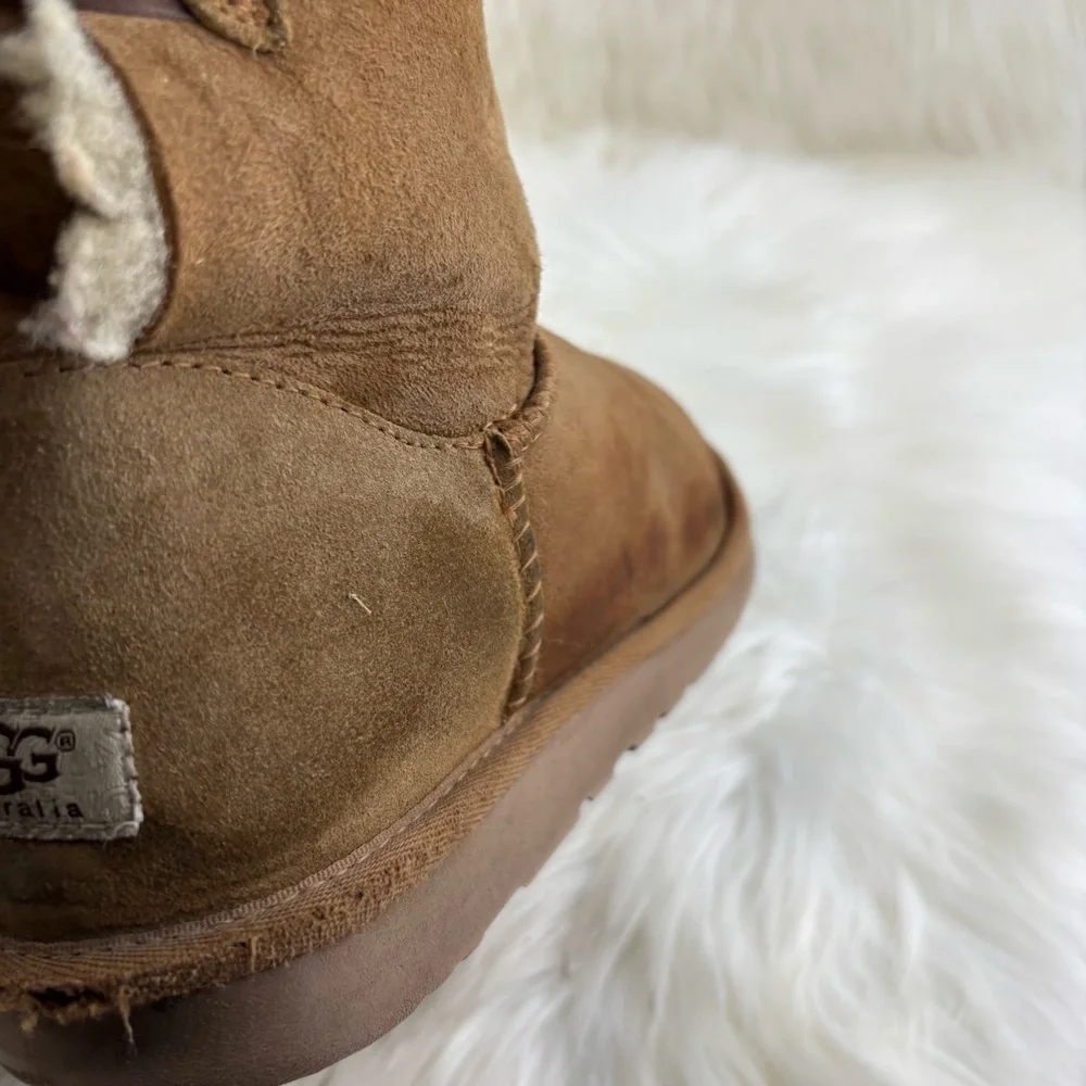 UGG Pull Up Bows Tan Winter Boots Size 9 Woman - Picture 14 of 15